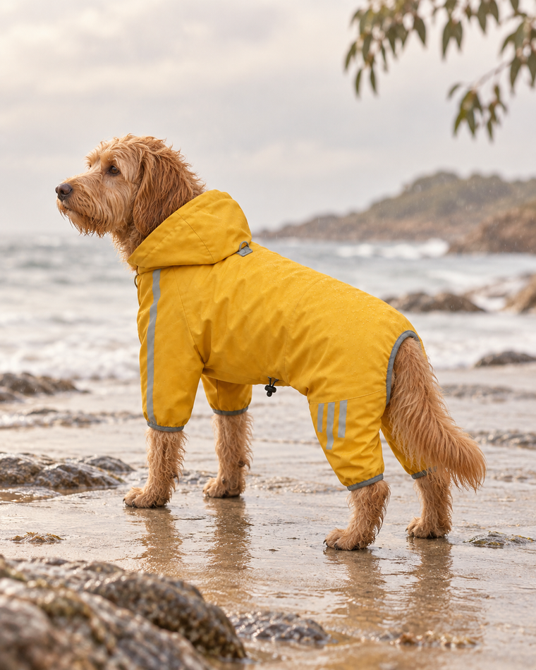 The Weather Shell — Reflective Dog Raincoat — full frame product image