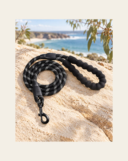 Sutton Lead — Reflective Rope Dog Leash — sutton lead variant black white