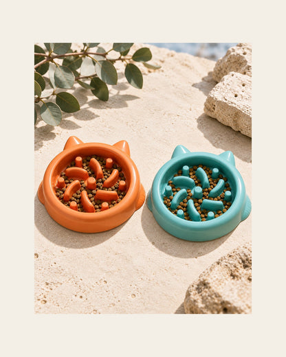 Slow Bowl — Calm-Mealtime Feeder — slow bowl pack orange teal