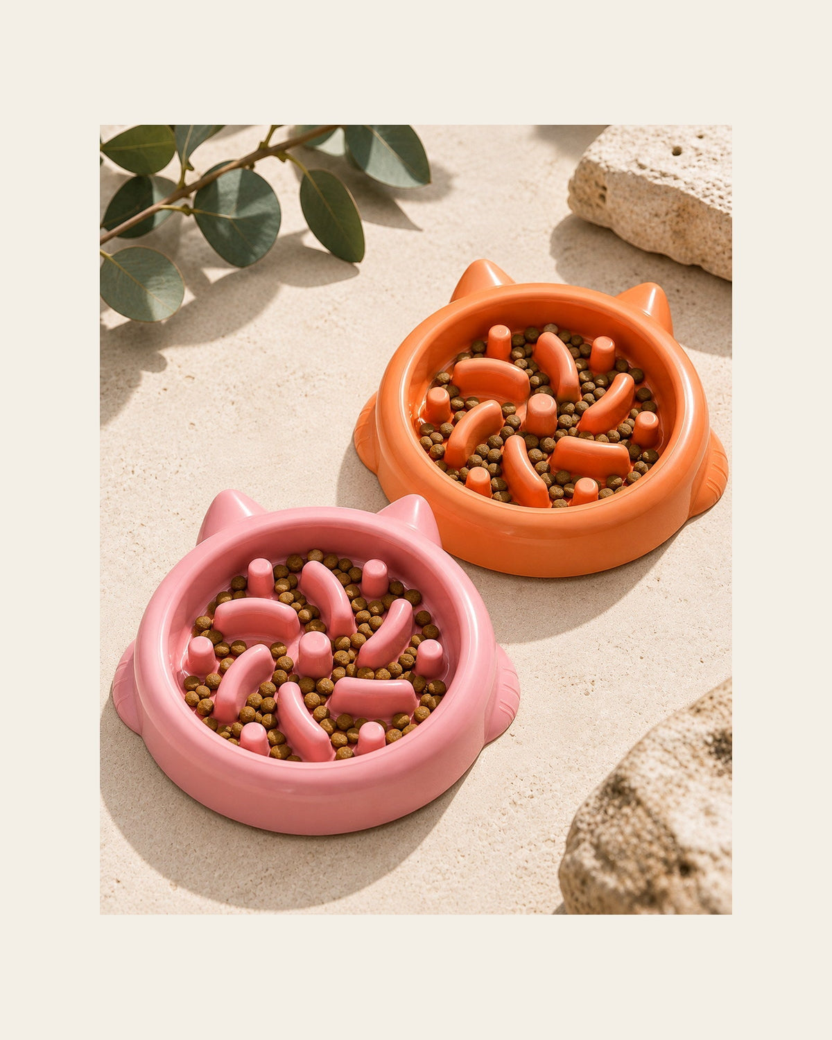 Slow Bowl — Calm-Mealtime Feeder — slow bowl pack pink orange