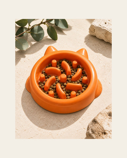 Slow Bowl — Calm-Mealtime Feeder — slow bowl variant orange