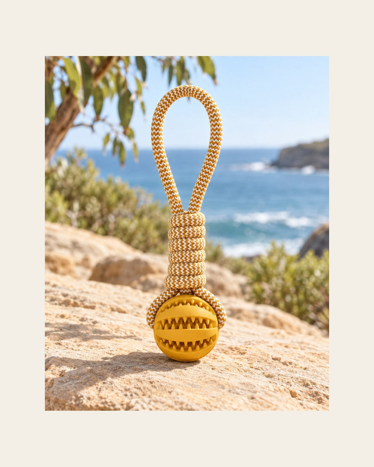 Forage Rope Ball — Treat-Dispensing Toy — forage rope ball variant ochre