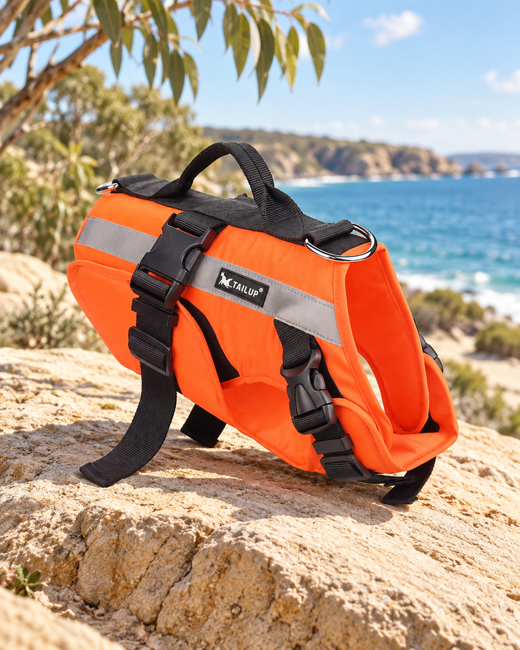 The Harbour Vest — Reflective Dog Life Jacket — full frame product image