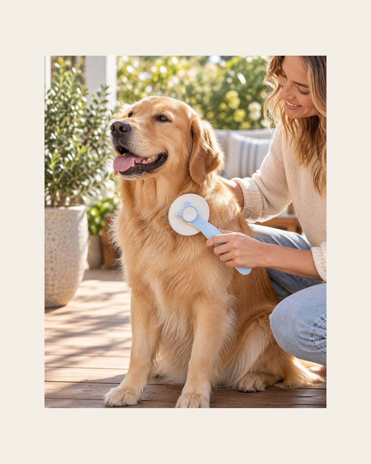 Coat Brush — Self-Cleaning Slicker — coat brush lifestyle