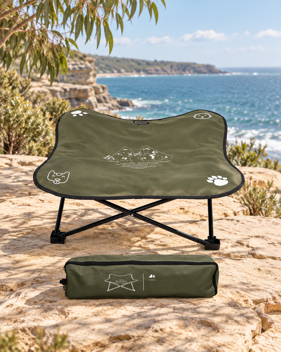 The Camp Bed — Raised Folding Dog Cot — full frame product image