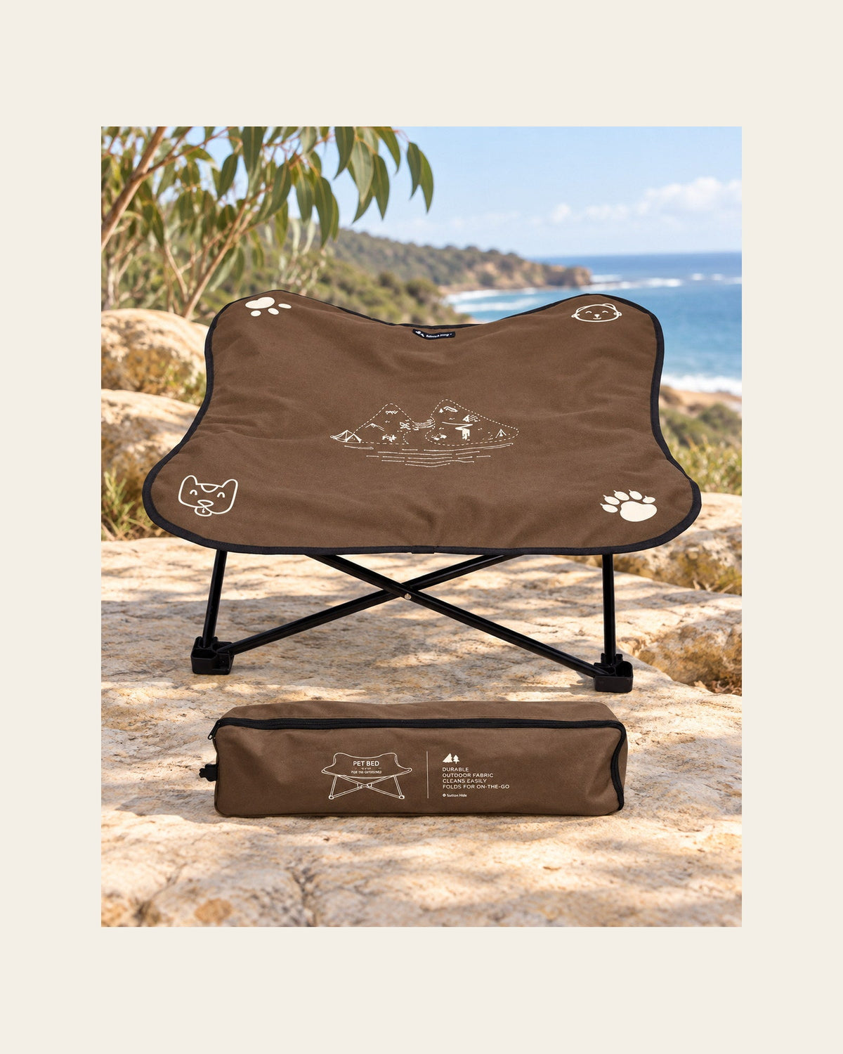 Camp Bed — Raised Folding Dog Cot — camp bed variant coffee