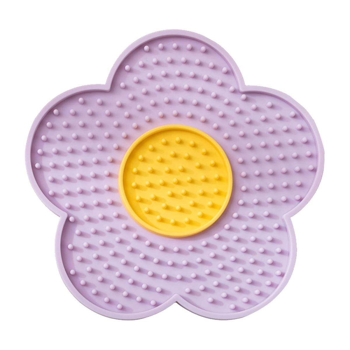 The Calm Lick Mat suction slow feeder in lilac, flower shaped