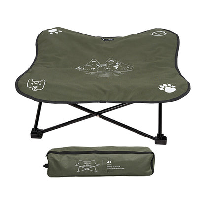 The Camp Bed raised folding dog cot in black, with its carry bag