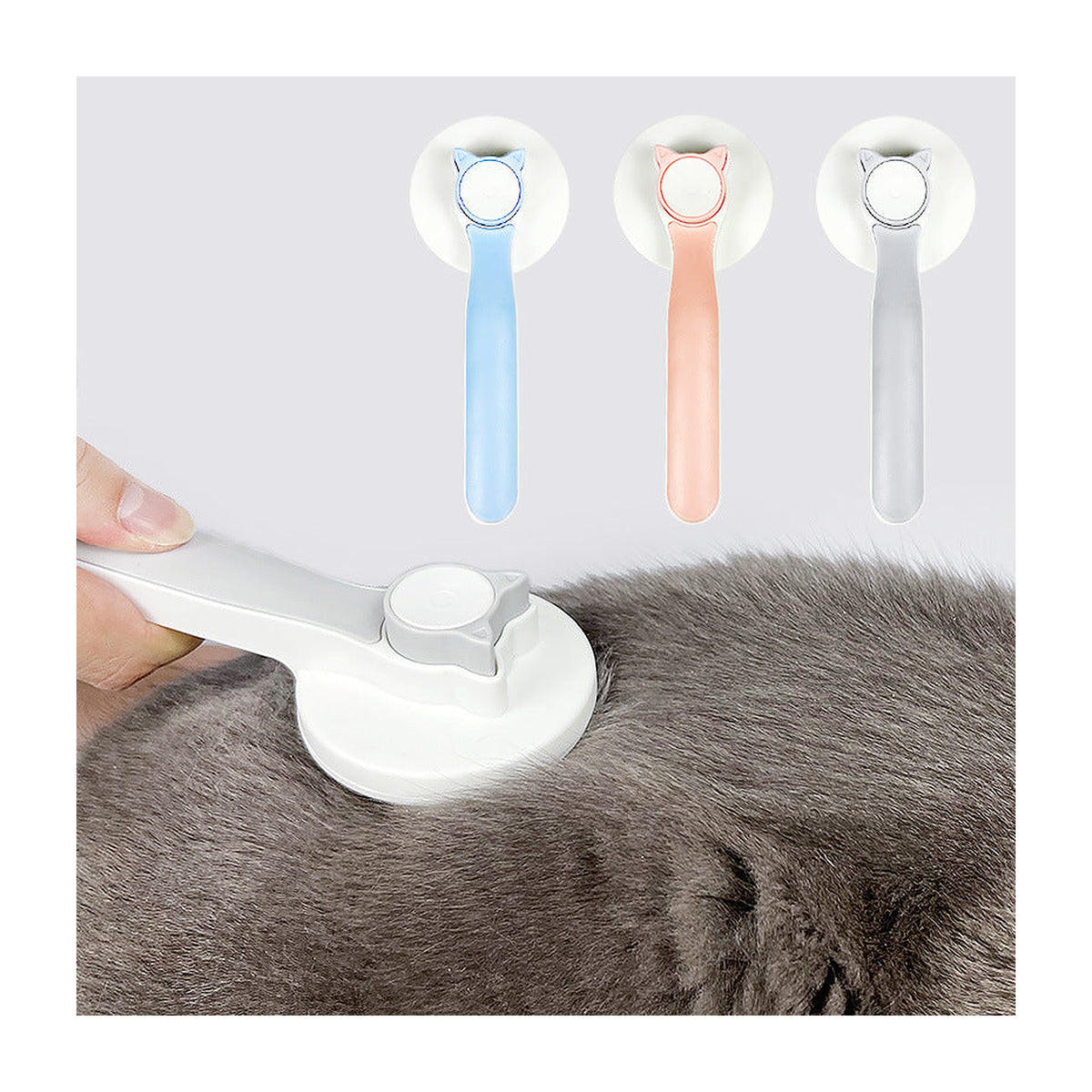 The Coat Brush self-cleaning slicker in blue, shown from above
