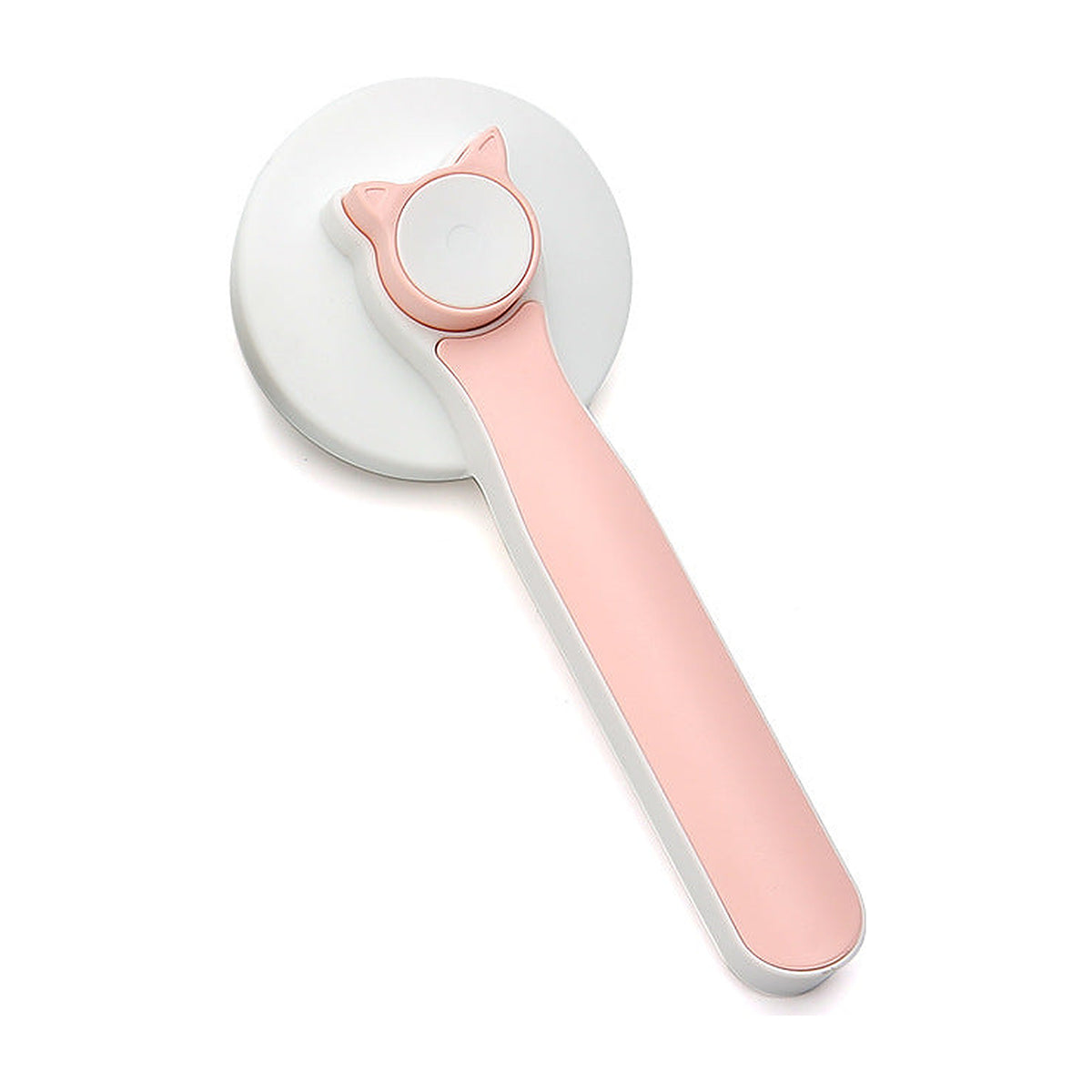 The Coat Brush self-cleaning slicker with a pink handle, seen from the front