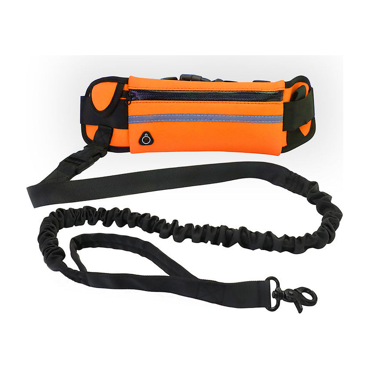 A person walking a dog hands-free with The Field Runner waist belt