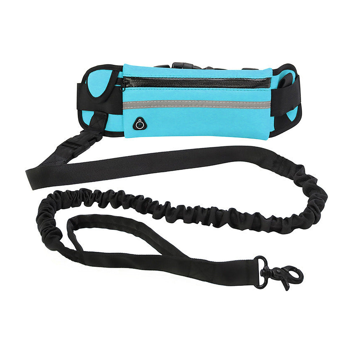 The Field Runner waist belt shown in black with the bungee line extended