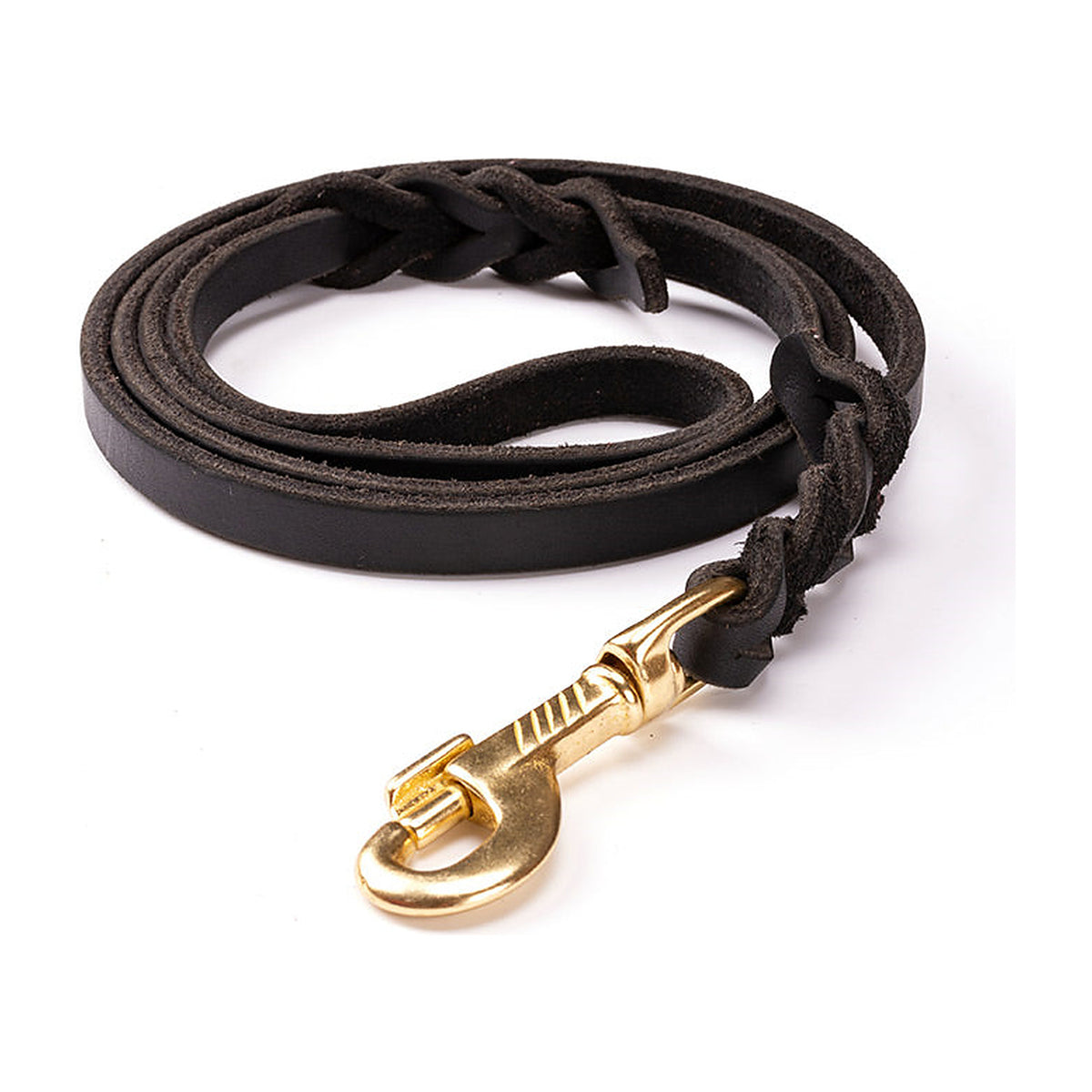 The Heritage Lead showing the braided leather weave and stitched handle