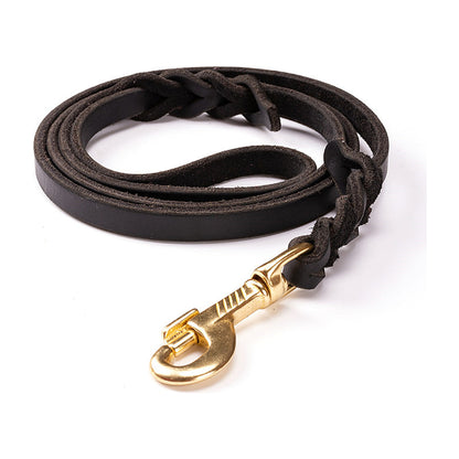 The Heritage Lead showing the braided leather weave and stitched handle
