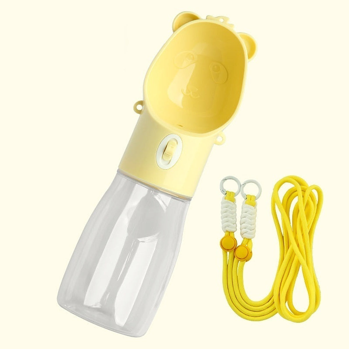 The Rover Bottle in yellow shown upright with a yellow carry strap