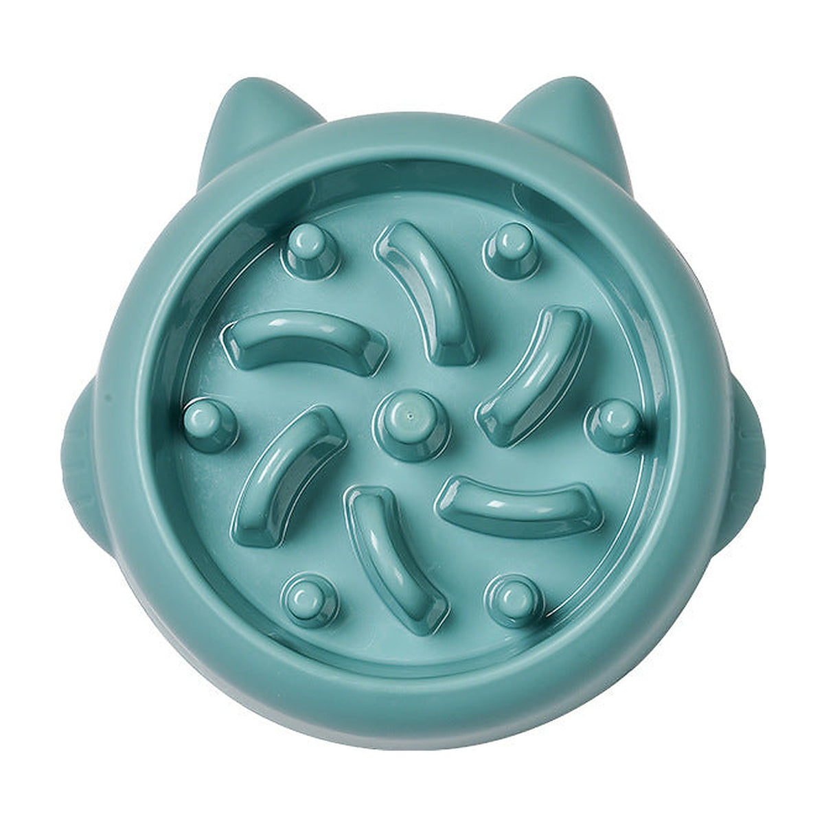 The Slow Bowl calm-mealtime feeder in teal, seen from above