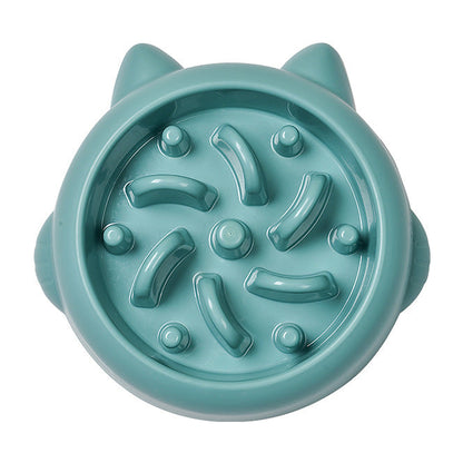The Slow Bowl calm-mealtime feeder in teal, seen from above