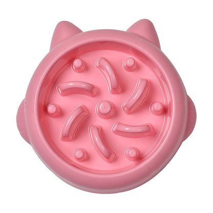 The Slow Bowl calm-mealtime feeder in pink, seen from above