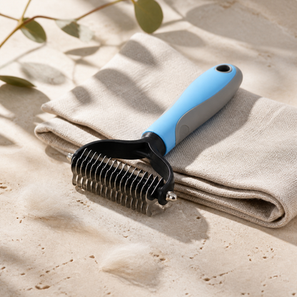 The Undercoat Rake on natural linen and pale limestone