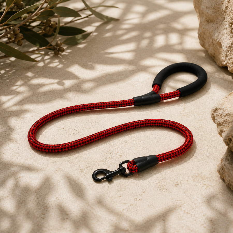 Red and black Sutton Lead arranged on pale limestone