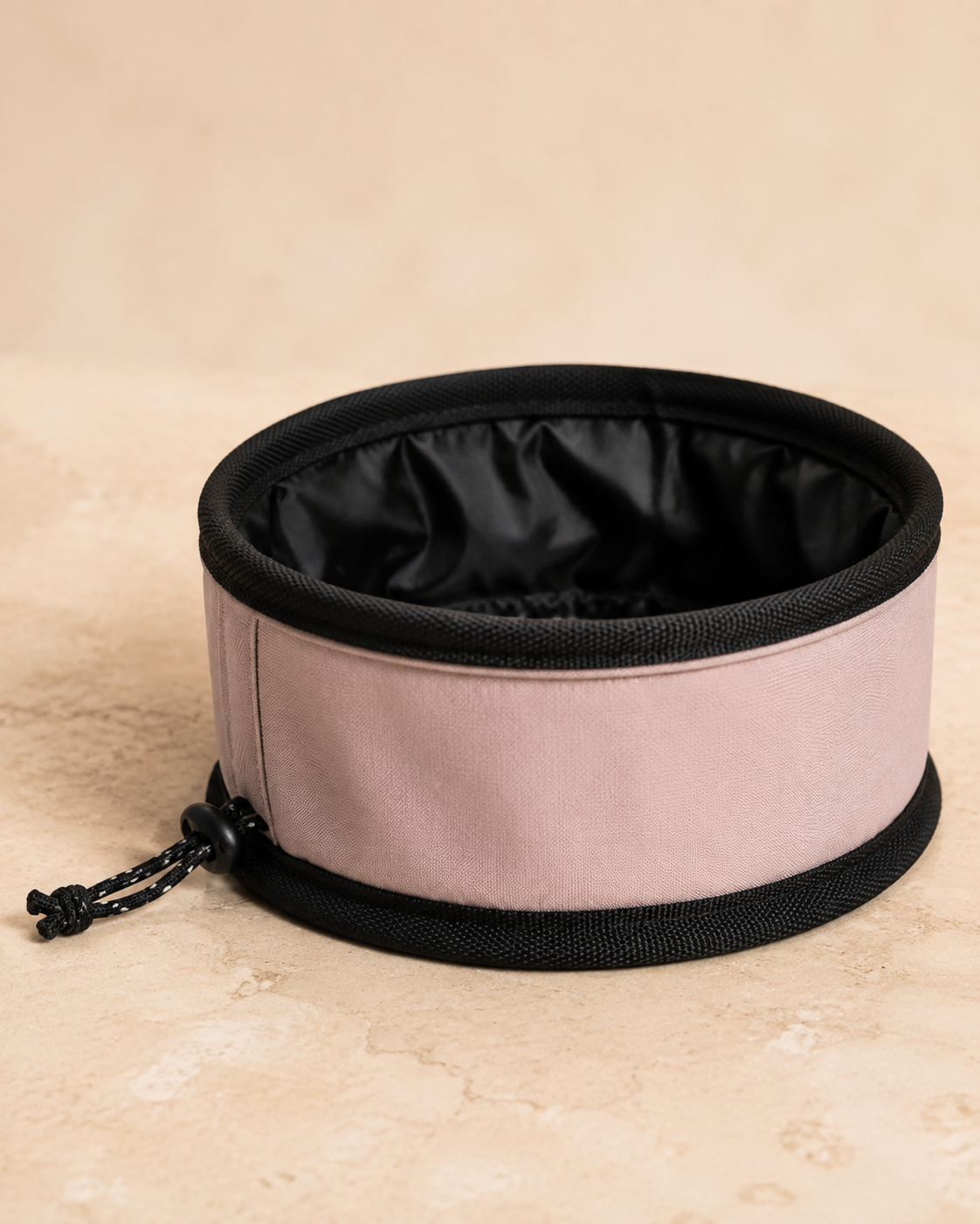 Pink Trail Bowl foldable travel bowl, open studio angle